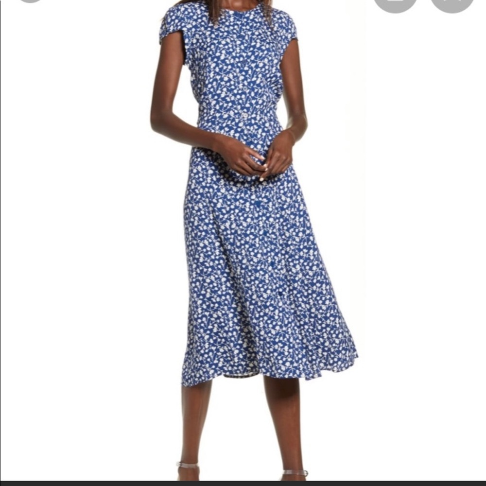 Reformation Fauna Blue Floral Dress Size 12